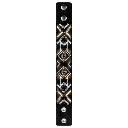 Bead embroidery kit on artificial leather Bracelet (3х22cm) FLBB-121 Black