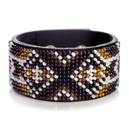 Bead embroidery kit on artificial leather Bracelet (3х22cm) FLBB-121 Black