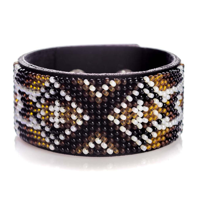 Bead embroidery kit on artificial leather Bracelet (3х22cm) FLBB-121 Black