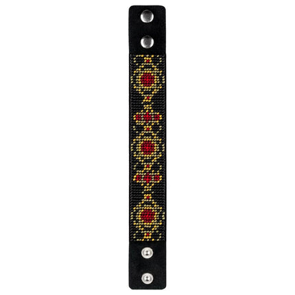 Bead embroidery kit on artificial leather Bracelet (3х22cm) FLBB-122 Black