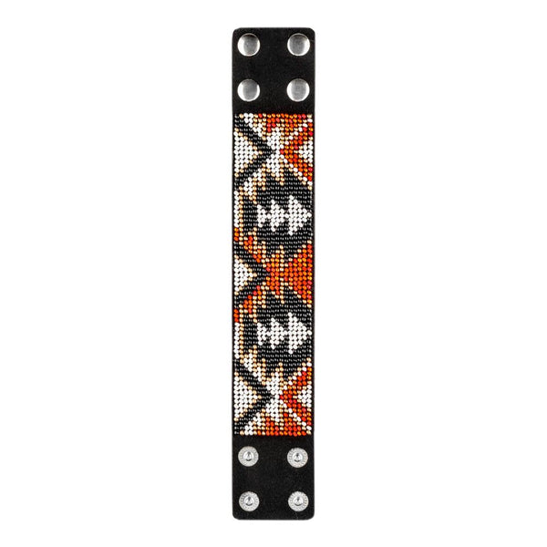 Bead embroidery kit on artificial leather Bracelet (4х22cm) FLBB-099 Black