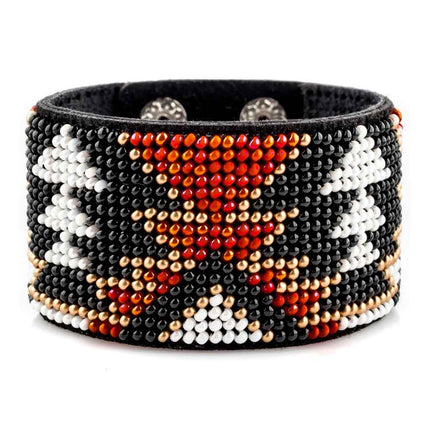 Bead embroidery kit on artificial leather Bracelet (4х22cm) FLBB-099 Black