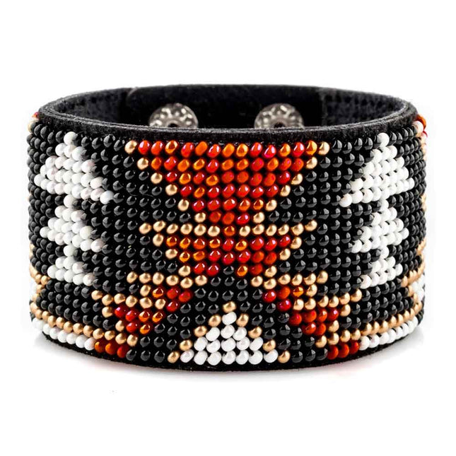 Bead embroidery kit on artificial leather Bracelet (4х22cm) FLBB-099 Black