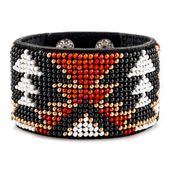 Bead embroidery kit on artificial leather Bracelet (4х22cm) FLBB-099 Black