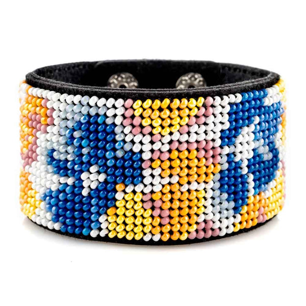 Bead embroidery kit on artificial leather Bracelet (4х22cm) FLBB-101 Black