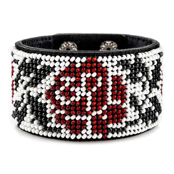 Bead embroidery kit on artificial leather Bracelet (4х22cm) FLBB-102 Black