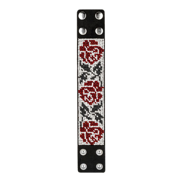 Bead embroidery kit on artificial leather Bracelet (4х22cm) FLBB-102 Black