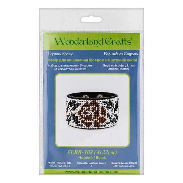 Bead embroidery kit on artificial leather Bracelet (4х22cm) FLBB-102 Black