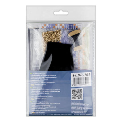 Bead embroidery kit on artificial leather Bracelet (4х22cm) FLBB-103 Black