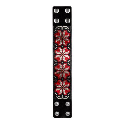Bead embroidery kit on artificial leather Bracelet (4х22cm) FLBB-113 Black