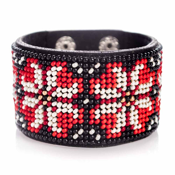 Bead embroidery kit on artificial leather Bracelet (4х22cm) FLBB-113 Black
