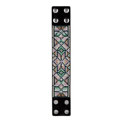Bead embroidery kit on artificial leather Bracelet (4х22cm) FLBB-114 Black