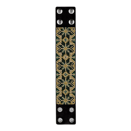 Bead embroidery kit on artificial leather Bracelet (4х22cm) FLBB-116 Black