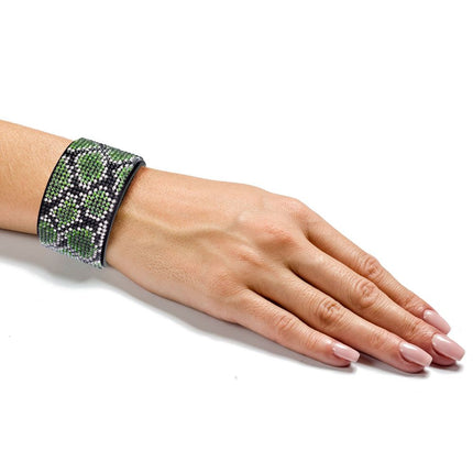Bead embroidery kit on artificial leather Bracelet (4х22cm) FLBB-117 Black