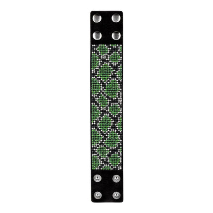 Bead embroidery kit on artificial leather Bracelet (4х22cm) FLBB-117 Black