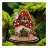 DIY Beaded embroidery on wood kit "Mushroom house"