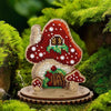 DIY Beaded embroidery on wood kit "Mushroom house"