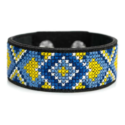 Cross-stitch kits on leather "Ethnic ornament" DIY Bracelet embroidery kit