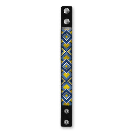 Cross-stitch kits on leather "Ethnic ornament" DIY Bracelet embroidery kit