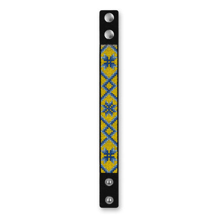 Cross-stitch kits on leather "Ethnic ornament" DIY Bracelet embroidery kit