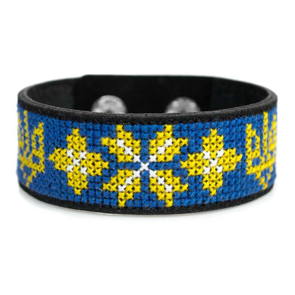 Cross-stitch kits on leather "Ethnic ornament" DIY Bracelet embroidery kit