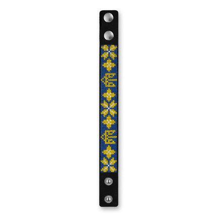 Cross-stitch kits on leather "Ethnic ornament" DIY Bracelet embroidery kit