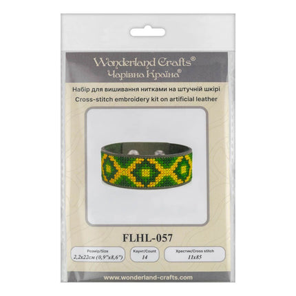 Cross-stitch kits on leather "Ethnic ornament" DIY Bracelet embroidery kit