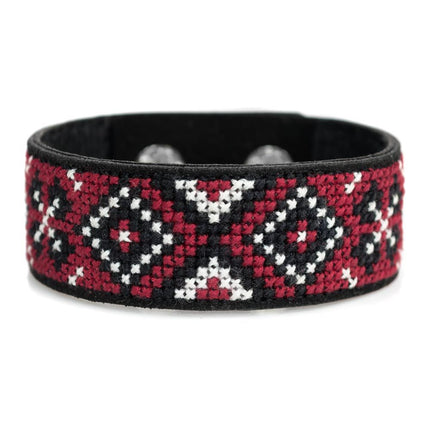 Cross-stitch kits on leather "Ethnic ornament" DIY Bracelet embroidery kit