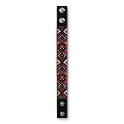 Cross-stitch kits on leather "Ethnic ornament" DIY Bracelet embroidery kit