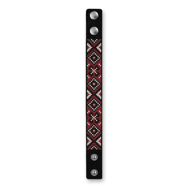 Cross-stitch kits on leather "Ethnic ornament" DIY Bracelet embroidery kit