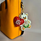 Bead Embroidery Charm Kit on Faux Leather – «Bag Charm White Teddy Bear»