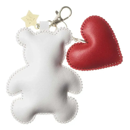 Bead Embroidery Charm Kit on Faux Leather – «Bag Charm White Teddy Bear»