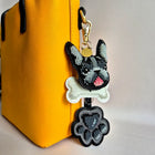 Bead Embroidery Charm Kit on Faux Leather – «Bag Charm Black Bulldog»