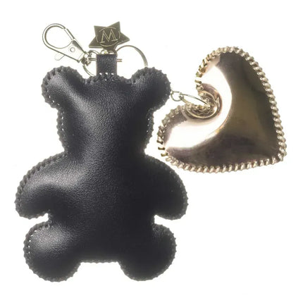 Bead Embroidery Charm Kit on Faux Leather – «Bag Charm Black Teddy Bear»