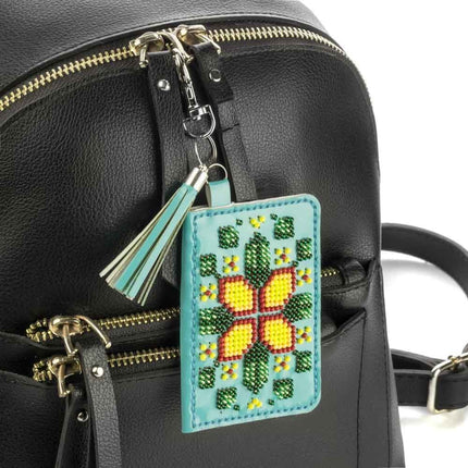 Bead Embroidery Charm Kit on Faux Leather – «Turquoise Wallet»