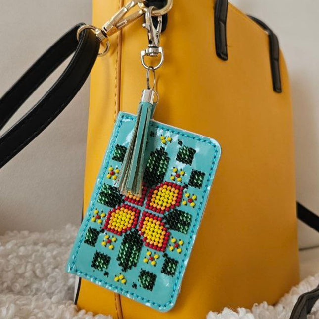 Bead Embroidery Charm Kit on Faux Leather – «Turquoise Wallet»