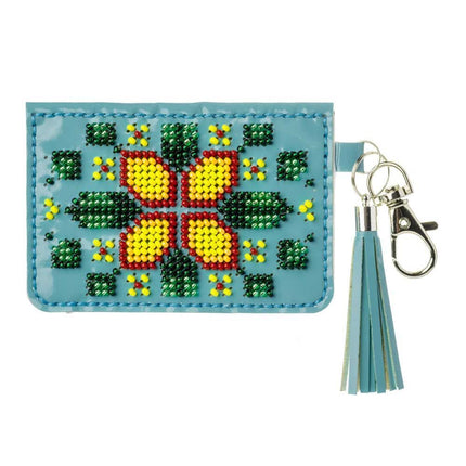 Bead Embroidery Charm Kit on Faux Leather – «Turquoise Wallet»