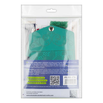 Bead Embroidery Charm Kit on Faux Leather – «Turquoise Wallet»