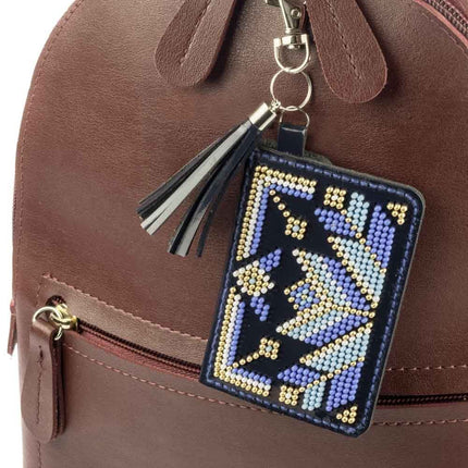 Bead Embroidery Charm Kit on Faux Leather – «Blue Wallet»