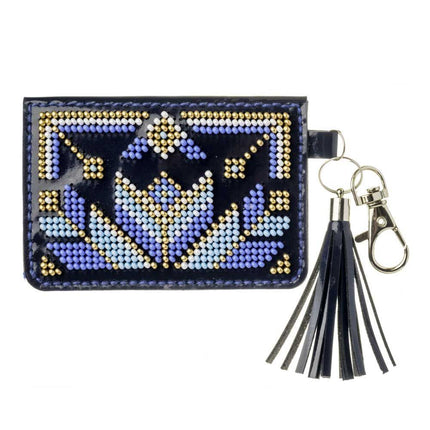 Bead Embroidery Charm Kit on Faux Leather – «Blue Wallet»