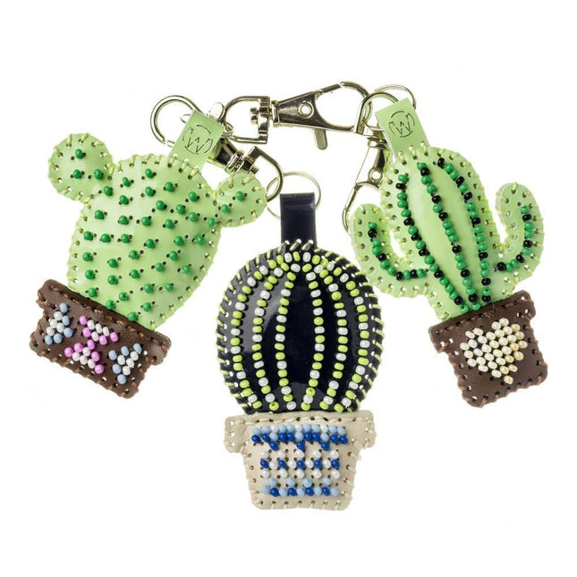 Bead Embroidery Charm Kit on Faux Leather – «Cactuses»