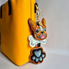 Bead Embroidery Charm Kit on Faux Leather – «Bag Charm Brown Bulldog»