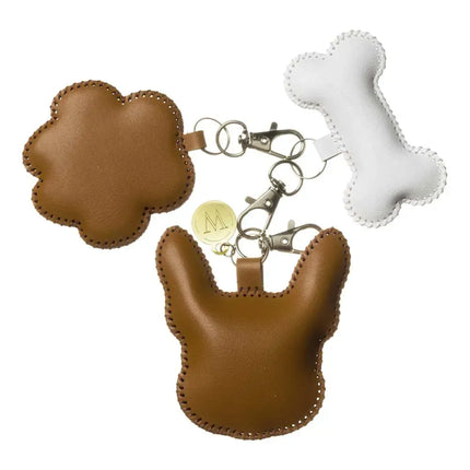 Bead Embroidery Charm Kit on Faux Leather – «Bag Charm Brown Bulldog»
