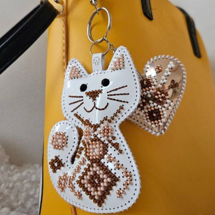 Bead Embroidery Charm Kit on Faux Leather – «Kitten with a heart»