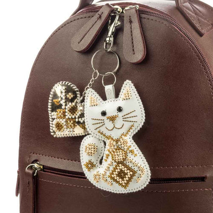Bead Embroidery Charm Kit on Faux Leather – «Kitten with a heart»