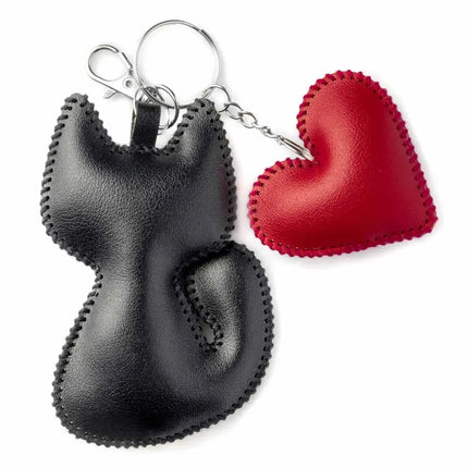 Bead Embroidery Charm Kit on Faux Leather – «Набір для вишивки бісером на штучній шкірі «Шарм для сумки – Котячі обійми» FLBB-181»