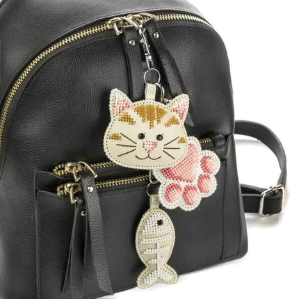 Bead Embroidery Charm Kit on Faux Leather – «Cat Joys»