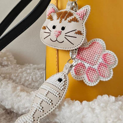Bead Embroidery Charm Kit on Faux Leather – «Cat Joys»