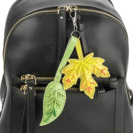 Bead Embroidery Charm Kit on Faux Leather – «Autumn Leaves»