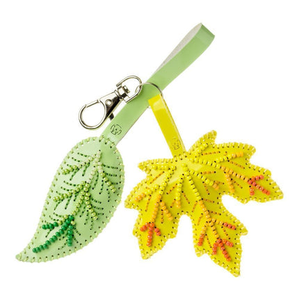 Bead Embroidery Charm Kit on Faux Leather – «Autumn Leaves»